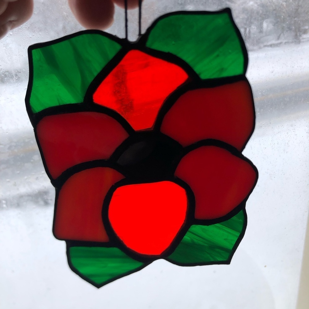 Vibrant Stained Glass Flower Suncatcher